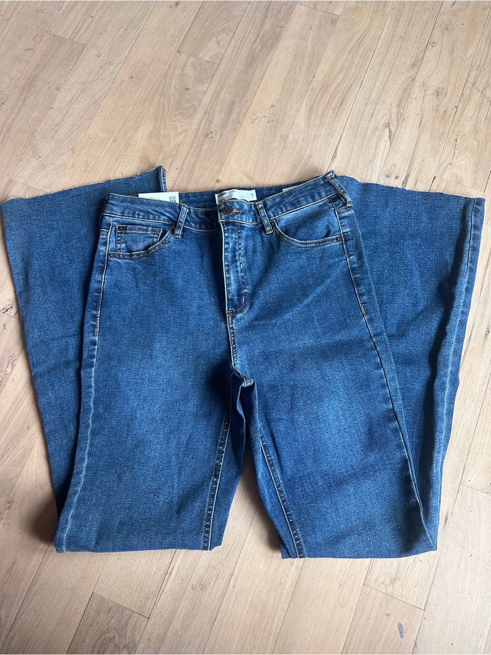 Garage Wide Leg Jeans in Medium Blue Denim